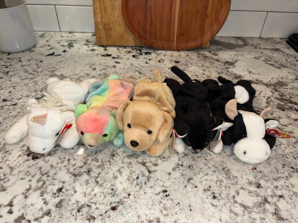 Ty Beanie Baby Lot of 6 Lying Down w/ Tags Mystic Sammy Fetch Zip Daisy